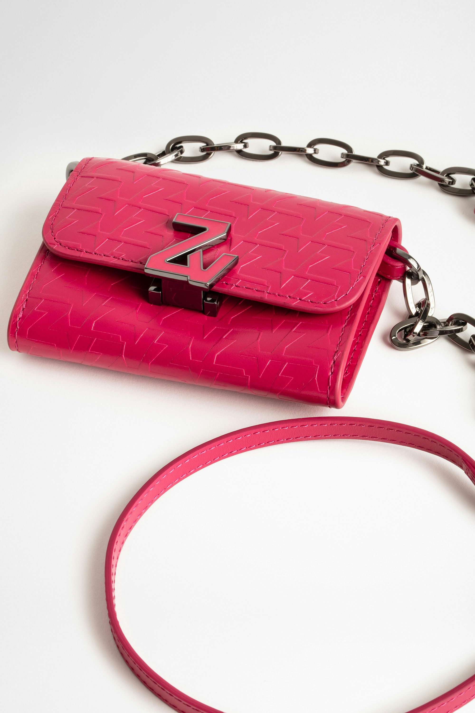 ZV Initiale Le Tiny Unchained Wallet-Style Clutch - Women’s ZV pink embossed leather wallet